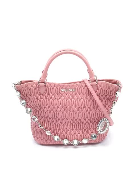 miu miu nappa crystal matelasse leather satchel